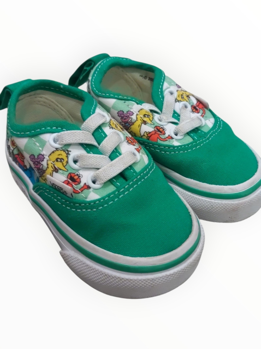 VANS X Sesame stree Unisex Baby Toddler size 3 Low Top Sneakers Green White